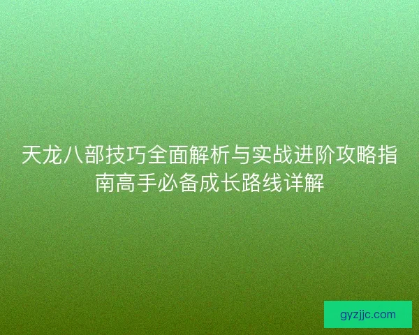 天龙八部技巧全面解析与实战进阶攻略指南高手必备成长路线详解